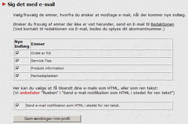 Sig det med e-mail