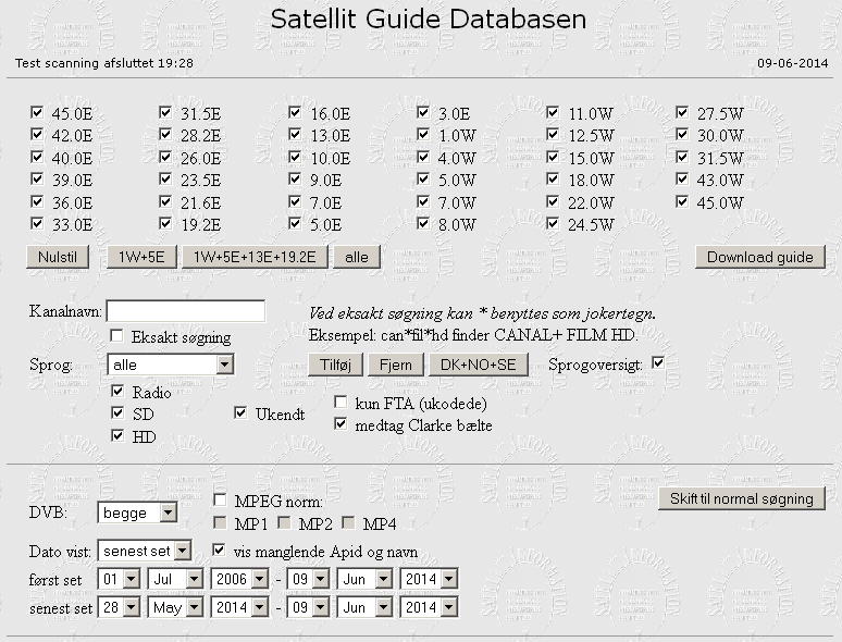 Satellit Guide Databasen