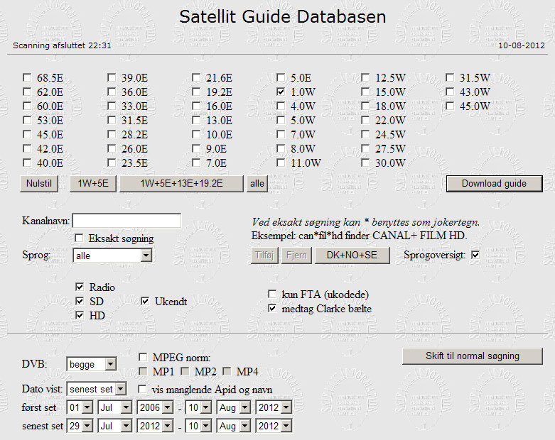 Satellit Guide Databasen